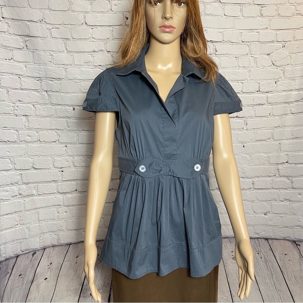 BCBGMaxAzria Cotton Cap Sleeve Cotton Blouse Size L